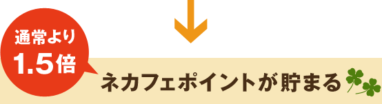 通常より1.5倍ネカフェポイントが貯まる！